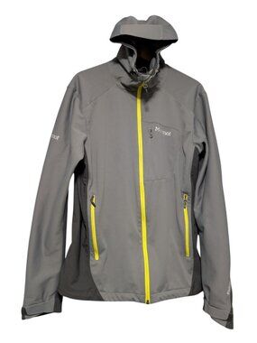 Marmot Gorpcore Gore Windstopper Hooded Jacket Womens M Grey Yellow
